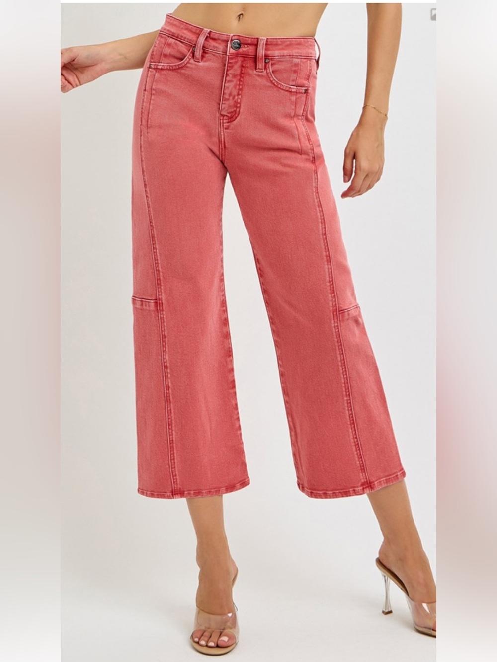 High-Rise Wide-Leg Jeans in Dusty Rose
